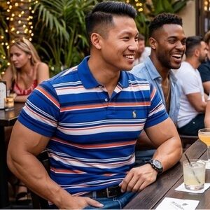 Polo by Ralph Lauren Striped Men’s Polo — Blue, Orange, White